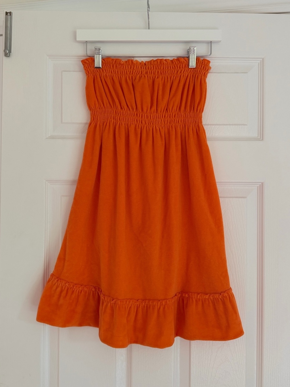 Vintage OP Ocean Pacific Orange Terry Cloth Strapless Dress Size S 3-5